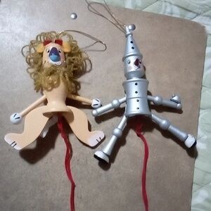 Vintage Wizard Of Oz Lion and Tin Man Christmas Ornaments